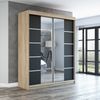 Schwebetürenschrank ERA 2-türig Schrank 160 cm (mit Spiegel) Farbe: Sonoma , schwarz Bild 2
