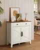 VASAGLE Küchenschrank, Sideboard mit Schubladen, Aufbewahrungsschrank mit Türen, verstellbare Ablage, Landhausstil, für Wohnzimmer Küche, 40 x 80 x 80 cm, vintageweiß-honigbraun BBKDE341W01 Bild 2