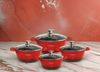 8 tlg Kochtopf Set Topf Induktion Anti Haft 20-24-28-32cm Rot Bild 2