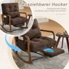 REDOM Loungesessel Schaukelstuhl mit verstellbarer Lehne & Fußstütze (Cord Sessel mit Lendenkissen, Seitentaschen & weichem Polster), Polsterstuhl Relaxsessel Bild 4