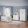 Bellabino 'Liri' 3-tlg. Babyzimmer Set aus Babybett 70x140 cm, Wickelkommode und Kinderkleiderschrank, weiß, 3-fach höhenverstellbares Kinderbett, Wickeltisch mit abnehmbarem Wickelaufsatz, Kleiderschrank für Kinderzimmer mit 3 Schubladen