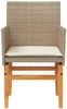 vidaXL Gartenstühle mit Kissen 2 Stk. Beige Poly Rattan Massivholz 368716 Bild 5