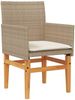 vidaXL Gartenstühle mit Kissen 2 Stk. Beige Poly Rattan Massivholz 368716 Bild 4