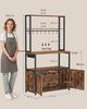 VASAGLE Küchenregal mit Steckdosen, Küchenschrank, 40 x 80 x 170 cm, Standregal mit 8 Haken, braun-schwarz Bild 5