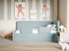 Selsey Fanko – Kinderbett 90x200 cm mit Rausfallschutz, Kopfteil rechts, Samt, Hellblau Bild 2