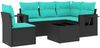 vidaXL 6-teiliges Gartensofa-Set mit Kissen, schwarzes Polyrattan 3220176 Bild 2