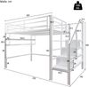 Hochbett mit Lattenrost, 140x200 cm, Metallbett mit Rausfallschutz, Regal, Treppe, Jugendbett, Kinderbett Bild 5