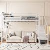 Hochbett mit Lattenrost, 140x200 cm, Metallbett mit Rausfallschutz, Regal, Treppe, Jugendbett, Kinderbett Bild 2