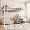 Hochbett mit Lattenrost, 140x200 cm, Metallbett mit Rausfallschutz, Regal, Treppe, Jugendbett, Kinderbett Bild 3