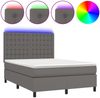 vidaXL Boxspringbett mit Matratze & LED Grau 140x190 cm Kunstleder 3135943 Bild 2