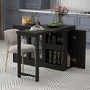 Merax Moderner Bartisch, Ausziehbar 360° Drehbare Bartisch Mit Stauraum, Reversibel Tisch Sideboard Bar Mit Glasschranktür, Bar Tisch Für Küche Kaffeebar Möbel, Schwarz Bild 5