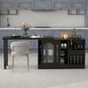 Merax Moderner Bartisch, Ausziehbar 360° Drehbare Bartisch Mit Stauraum, Reversibel Tisch Sideboard Bar Mit Glasschranktür, Bar Tisch Für Küche Kaffeebar Möbel, Schwarz Bild 2