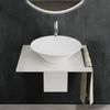 Alpenberger Badmöbel-Set Waschbecken auf Keramikplatte mit Edelstahlkasten – Aufsatzwaschbecken, (Hängewaschbecken Schmal, für Gäste WC und Badezimmer), Waschtisch - Keramik Waschschüssel mit Nano Beschichtung Bild 4