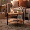 CLP Couchtisch Corbitan rund aus Holz 2 Ebenen Metallgestell schwarz,natura Ø 50 cm Bild 3