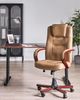 Massagestuhl DIAMOND mit Heizung Echtleder Hellbraun Bild 3