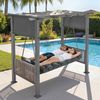 M MCombo 3-Sitzer Pergola Hollywoodschaukel mit Liegefunktion & Gartenpavillon, Gartenschaukel mit Ausziehbarem Sonnendach, Schaukelbank 4067 (grau) Bild 2