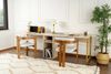 Dmora Schreibtisch Violet, Mehrzweckschreibtisch, Bürotisch für PC, Eckschreibtisch, 240x60 h74 cm, Beige und Gold Bild 2