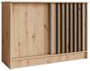 Beautysofa Kommode mit 2 Schiebetüren HORIZON (in 100 cm, 120 cm oder 160 cm, verschiedene Farben: Eiche Artisan, Schwarz, Weiß, Kaschmir), mit dekorativen Lamellen Bild 2