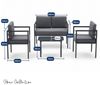 Home Collective Gartenlounge-Set Balkonmöbel Lounge Möbel Outdoor Terrassenmöbel Sitzgruppe mit Tisch, (4-teiliges Set mit 1 2-Sitzer, 2 Sesseln und 1 Tisch, inkl. abziehbarer Kissen), obustes Metallgestell und Sicherheitsglas, graue Kissen, anthrazit Bild 2