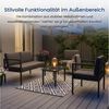 Home Collective Gartenlounge-Set Balkonmöbel Lounge Möbel Outdoor Terrassenmöbel Sitzgruppe mit Tisch, (4-teiliges Set mit 1 2-Sitzer, 2 Sesseln und 1 Tisch, inkl. abziehbarer Kissen), obustes Metallgestell und Sicherheitsglas, graue Kissen, anthrazit Bild 3