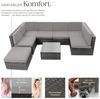 tectake Loungeset Rattan Lounge - wetterfestes Gartenmöbelset, (Sitzgruppe Venedig, 8-tlg, in Grau), abnehmbare, wasserabweisende Kissen Bild 3