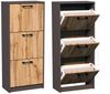 Home Collective Schuhschrank mit 3 aufklappbaren Schubladen, Schuhregal mit 3 Fächern 50 cm breit (platzsparende Schuhaufbewahrung, laminierte Platte) weiche abgerundete Kanten, matte Oberfläche, graphit Eiche Bild 3