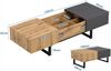 Merax Multifunktionaler moderner verschiebbarer Couchtisch mit versteckter Aufbewahrung, hochwertiger Holz- und Metallhalterung, geeignet für Wohn- und Bürobereich, einfach zu installieren, 155 x 55 x 22 cm, Holz und Anthrazit Bild 4
