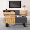 Merax Multifunktionaler moderner verschiebbarer Couchtisch mit versteckter Aufbewahrung, hochwertiger Holz- und Metallhalterung, geeignet für Wohn- und Bürobereich, einfach zu installieren, 155 x 55 x 22 cm, Holz und Anthrazit Bild 2
