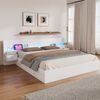 Bett 180x200 cm mit LED-Beleuchtung und USB-Anschlüssen, Weiß mit integriertem Stauraum, ohne Matratze Bild 4