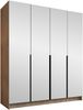Drehtürenschrank Salkor III, Kleiderschrank mit 4 Türen, Frontspiegel (Farbe: Eiche Cremona / Eiche Cremona + Schwarz) Bild 3