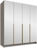 Drehtürenschrank Salkor III, Kleiderschrank mit 4 Türen, Frontspiegel, Farbe: Cashmere + Gold, 200 x 215 x 58 cm Bild 3