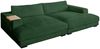 KAWOLA Big Sofa MADELINE mit Holztablett natur für Armlehne Cord smaragd 85 x 170 x 290 cm Bild 3
