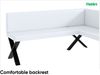 MEBLINI Eckbank für Esszimmer mit ausziehbarem Tisch - Küchenbank - Essecke - Sitzecke Küche - TONI - X-Beine 128x168x87cm Rechts - Weiß Kunstleder/M Weiß-Schwarz Hochgl. Bild 5