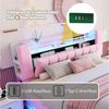 MODFU Polsterbett mit USB-Ports und hydraulischem Unterbett, stabiler Metallrahmen (Kinderbett mit Samtbezug, LED-Licht, Stauraumbett 180x200 cm), Inklusive Matratze Bild 3