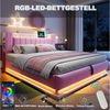 MODFU Polsterbett mit USB-Ports und hydraulischem Unterbett, stabiler Metallrahmen (Kinderbett mit Samtbezug, LED-Licht, Stauraumbett 180x200 cm), Inklusive Matratze Bild 2