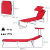 Outsunny Sonnenliege Gartenliege Wellnessliege Strandliege klappbar mit Sonnenschutz Rot 187 x 58 x 36 cm Bild 3