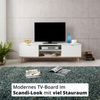KHG TV-Lowboard 2-türig & 2 Fächer Scandi, TV-Bank aus Holzwerkstoff weiß foliert fürs Wohnzimmer, 35 kg belastbar, 160 x 50 x 40 cm (B/H/T) Bild 3