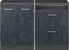 Küchenschrank für Dachschrägen R-Line Schwarz Beton 120 cm 2er Set Schrankkorpuss 60 cm Tiefe Vicco Bild 3