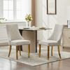Esszimmerstühle, Chenille mit hoher Rückenlehne & goldfarbenem Metallgestell, Set aus 2, Beige Bild 2