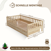 Crazy Pine 'Crazy Basic' Kinderbett mit Rausfallschutz, Skandinavisches Design, Holz, Natur, 120x200 cm, mit Ausziehbett Bild 2