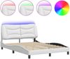 vidaXL Bettgestell mit LED ohne Matratze "Hvar" Weiß 140x190 cm 3213928 Bild 2