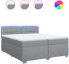 Boxspringbett mit Matratze, Stoff, Viereckige, grauer Fuß, Hellgrau, 200x200 cm, true Bild 2