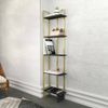 Dmora Bücherregal Giraffa, Büroregal, Mobiler Buchhalter, Bücherbrett, 45x22h180 cm, Schwarz und Gold Bild 2