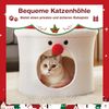Weihnachts-Kratzbaum mit Schlafplatz 75 cm moderner süßer Katzenturm mit gepolsterter oberer Liegefläche Rot Bild 5
