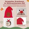 Weihnachts-Kratzbaum mit Schlafplatz 75 cm moderner süßer Katzenturm mit gepolsterter oberer Liegefläche Rot Bild 4