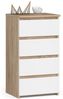 Home Collective Kommode 40 cm breit Holz Highboard Sideboard für Flur Schlafzimmer Wohnzimmer (Mehrzweckschrank Schrank schmal Kommode Schlafzimmer mit Schubladen), Kinderzimmer Organizer, 73 cm hoch mit 4 Schubladen sonoma Eiche-weiß Bild 4
