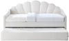 Vente-unique - ELUSIA Bett SamtStoff Weiß - B 100 cm x H 116,5 cm x L 204 cm Bild 3