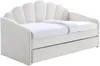 Vente-unique - ELUSIA Bett SamtStoff Weiß - B 100 cm x H 116,5 cm x L 204 cm Bild 2