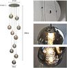 ZMH Pendelleuchte esstisch Pendellampe Höhenverstellbar Kronleuchter Hängeleuchte 10-Flammig aus Glas in Farbe Grau Wohnzimmerlampe Schlafzimmerlampe Esstischlampe Flurlampe Bild 3
