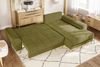 Ecksofa Scandi-Stil Schlafcouch Stauraum Ottomane RE Bouclé Chenille in Grün Bild 5